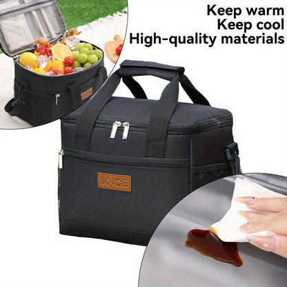 Insulated Lunch Bag Foldable Thermal Tote Leak-Proof Aluminum Foil Bento Box Carrier Reusable Cooler Bag Keeps Food Cold Fresh for Work Travel Picnic School