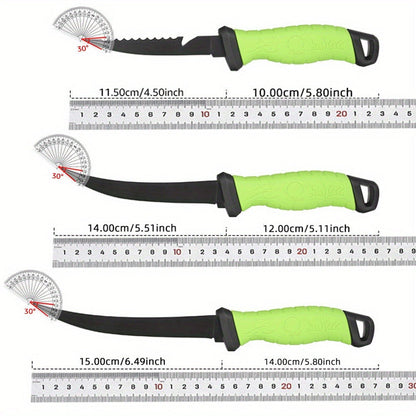 Stainless Steel Fishing Knife Set 3-Piece – 4.5 to 6.5 Inch Fish Fillet Knives for Camping, Fishing & Outdoor Use, Professional Fishing Tackle Tool Set, Ideal Fishing Gift for Men (Green)