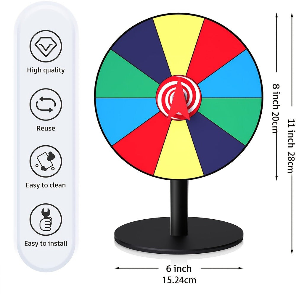 Tabletop Spinner Wheel 10 Slot - 8 Inch Heavy Duty Iron Base Prize Wheel for Carnival Games, Trade Show Spin Wheel, Party Supplies, Lucky Spin Game Wheel