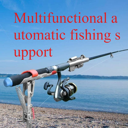 Spring Fishing Rod Holder with Auto Hook Setter - Adjustable High-Sensitivity Stainless Steel Bank Fishing Pole Stand, Spring-Loaded Ground Stake for Carp, Catfish & Shore Fishing
