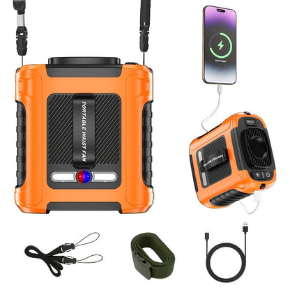 Wearable Neck Fan Rechargeable 10000mAh, 5-in-1 Portable USB Fan 22000RPM Brushless Motor, 5 Wind Speeds, LED Power Indicator, Built-in Flashlight, Hands-Free for Camping Hiking Fishing Outdoor Indoor