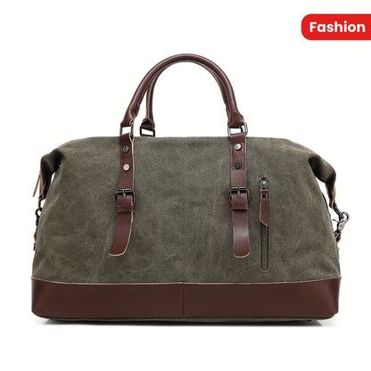 Canvas Weekender Bag Large Capacity Travel Duffel Overnight Bag Zipper Canvas Holdall Tote Satchel Handbag for Men Women Black Navy Army Green Coffee Grey
