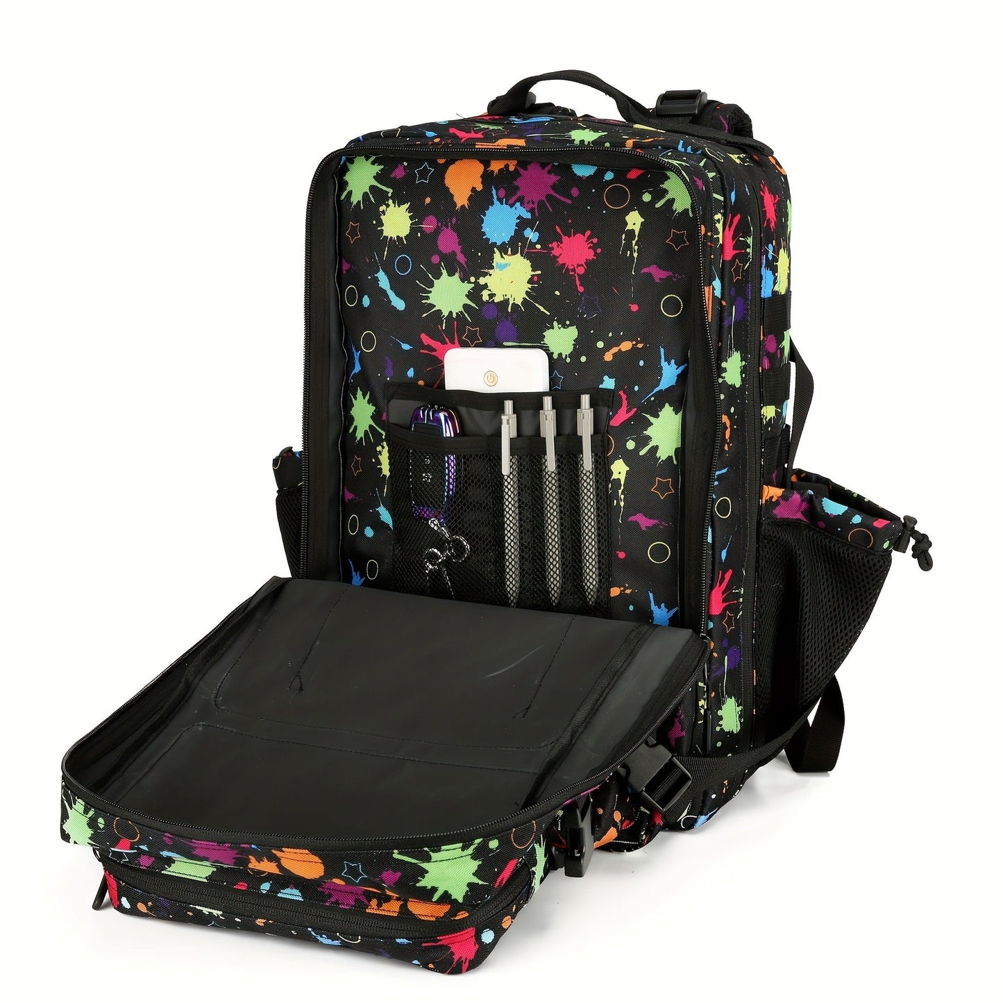 Large Hiking Backpack 45L Fluorescent Tie Dye – Lightweight Daypack for Camping, Travel, Cycling, Fitness & School, Colorful Outdoor Sports Rucksack, Birthday & Christmas Gift Idea
