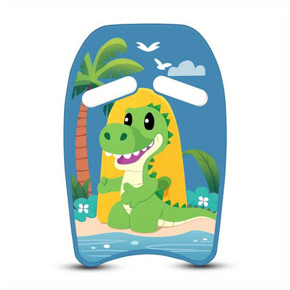 Kids Swimming Kickboard – Cute Dinosaur Cartoon Design, Blue Buoyant Foam Pool Training Aid for Toddlers Children, Stroke Development Water Safety Swim Board