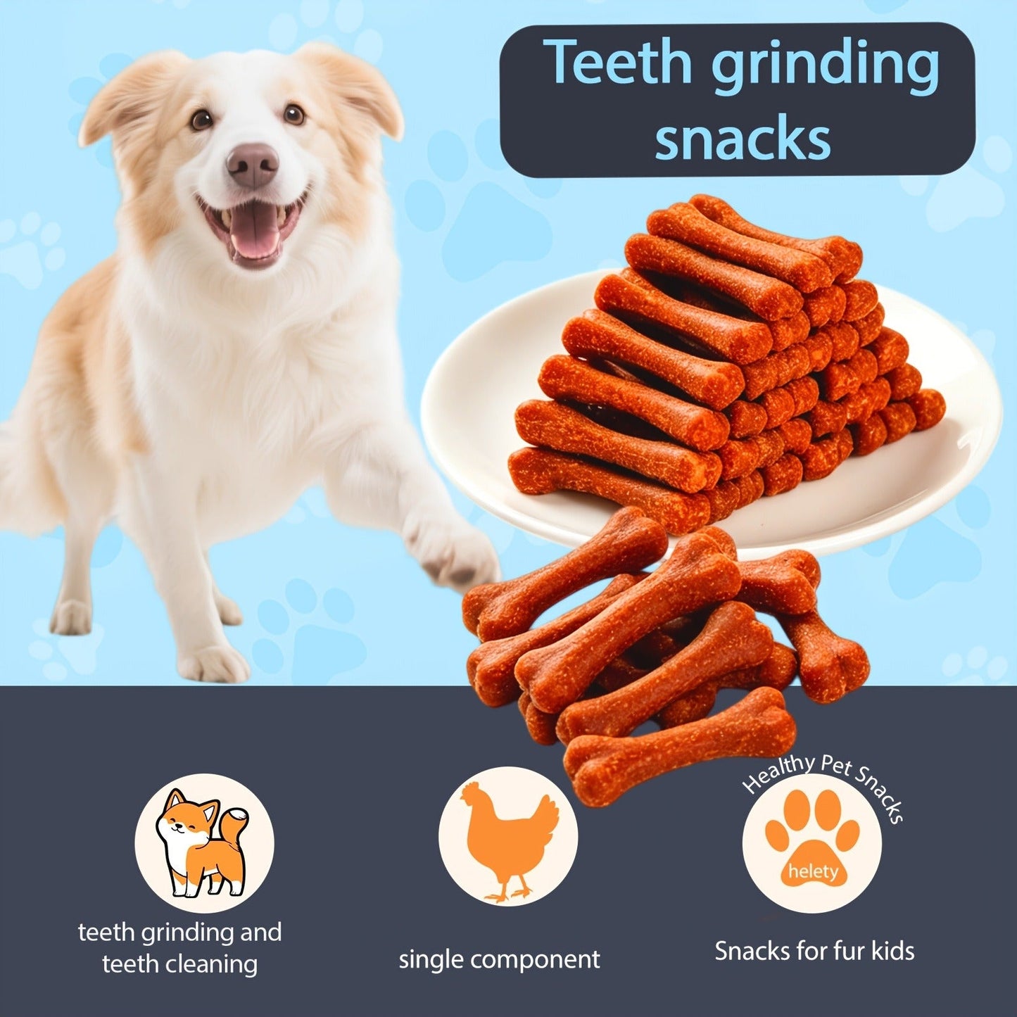 Chicken Dog Training Treats Dumbbell Shape – Natural High Protein Reward Snacks for Small Medium Large Dogs, Rice & Chicken Flavor, Long-Lasting Chew