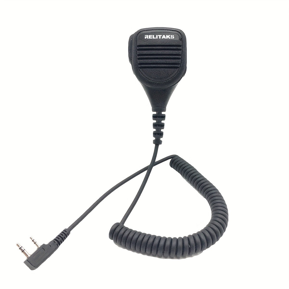 RELITAKS Handheld Two-Way Radio Speaker Mic – K-Head Connector, Coiled Cord, Compatible with Baofeng, TYT & More, No Battery