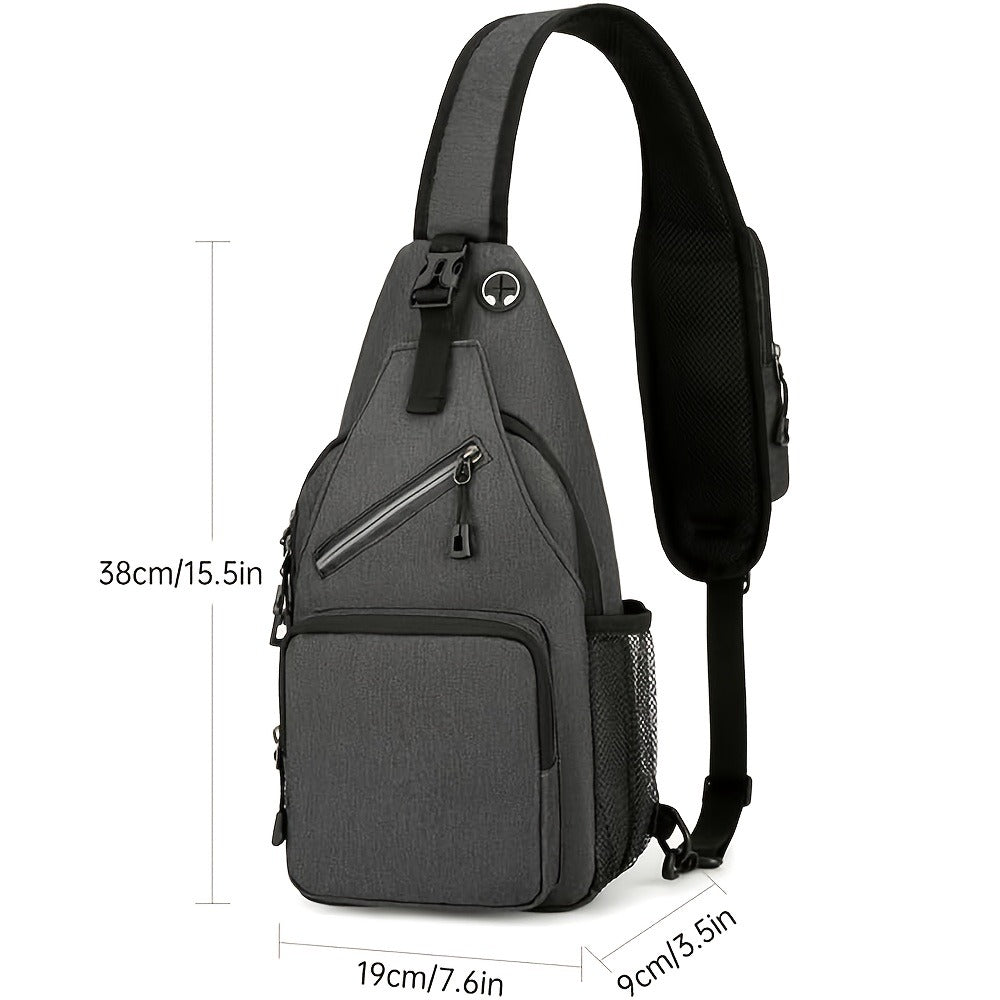 Sling Bag 2 Pack Lightweight Crossbody Backpack for Men Women Oxford Chest Shoulder Daypack Hiking Travel Casual Outdoor Bag Set Dark Grey Light Grey