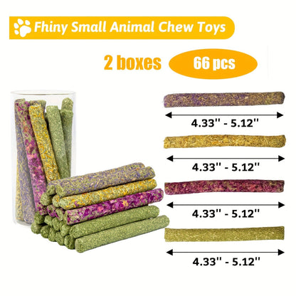 Timothy Hay Sticks 66pcs – Natural Handmade Chew Toys & Treats for Rabbits, Guinea Pigs, Hamsters, Chinchillas, Rats & Gerbils – Dental Health Chews for Small Pets