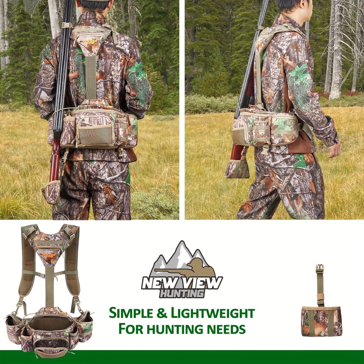 Hunting Fanny Pack for Men with 9 Pockets – Camouflage Waist Bag with Rifle & Bow Holder, Adjustable Strap & Buckle Closure for Hunters & Outdoor Tactical Use