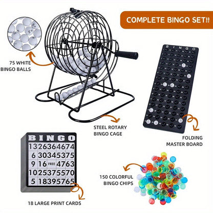 Bingo Game Set Metal Cage Lottery Machine Vintage Desktop Bingo Caller Kit for Family Game Night Party Adults Kids Birthday Holiday Gathering