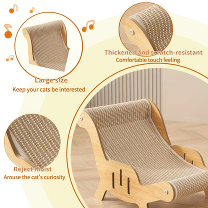 Cat Scratcher Lounge Pad Large Upgraded Sisal for Indoor Cats - Durable Stable Cat Furniture Scratch Board & Resting Mat, Combo Set Available with Leash & Collar