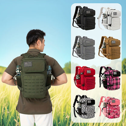 Tactical Laptop Backpack 25L MOLLE Unisex – Office & Hiking Daypack with Dual Cup Holders for Men & Women, 3-Day Bug Out Bag, Trekking & Laptop Organizer, 9 Colors: Black, Green, Pink & More