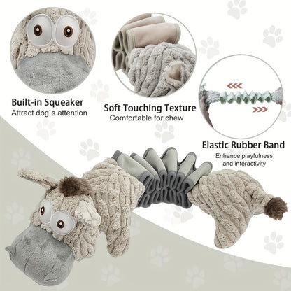 Dog Chew Toy Donkey Plush Squeaky Stretch Toy for Dogs - Durable Soft Stuffed Animal Chew Toy for Small Medium Large Dogs, Textured Spike Design, No Batteries Needed