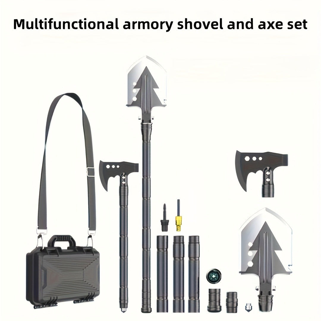 Hand-Forged Camping Axe & Shovel Set Portable Outdoor Tool Kit for Chopping Firewood Hiking Backpacking Gardening Backyard Survival Activities
