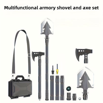 Hand-Forged Camping Axe & Shovel Set Portable Outdoor Tool Kit for Chopping Firewood Hiking Backpacking Gardening Backyard Survival Activities