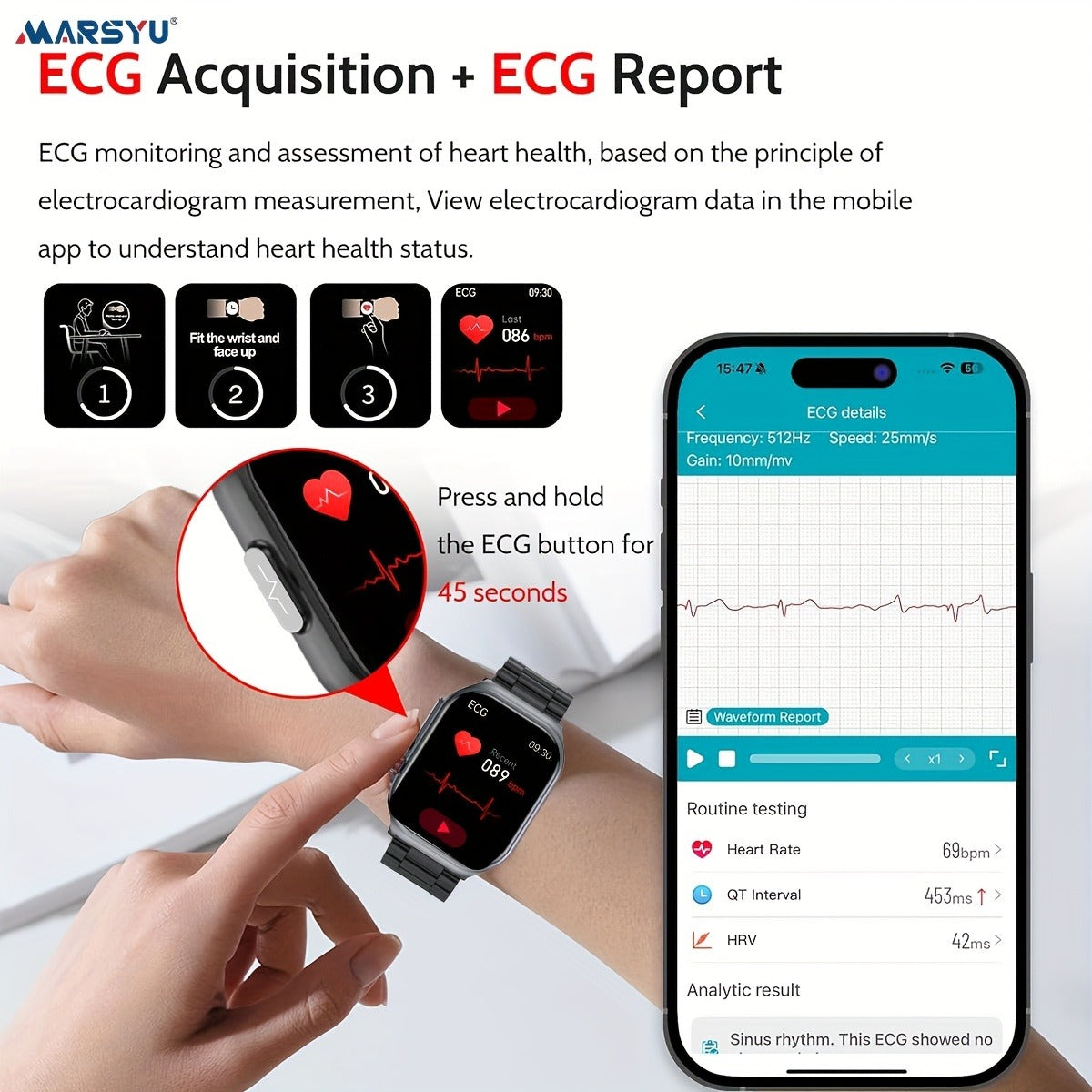 AMOLED Smartwatch 2.04" Display, Bluetooth 5.3 Calling, NFC, 530mAh Battery, Multi-Sport Modes, Voice Assistant, SOS, Menstrual & Weather Forecast, Magnetic Charging, Compatible with iOS & Android, Unisex Gift for Men & Women