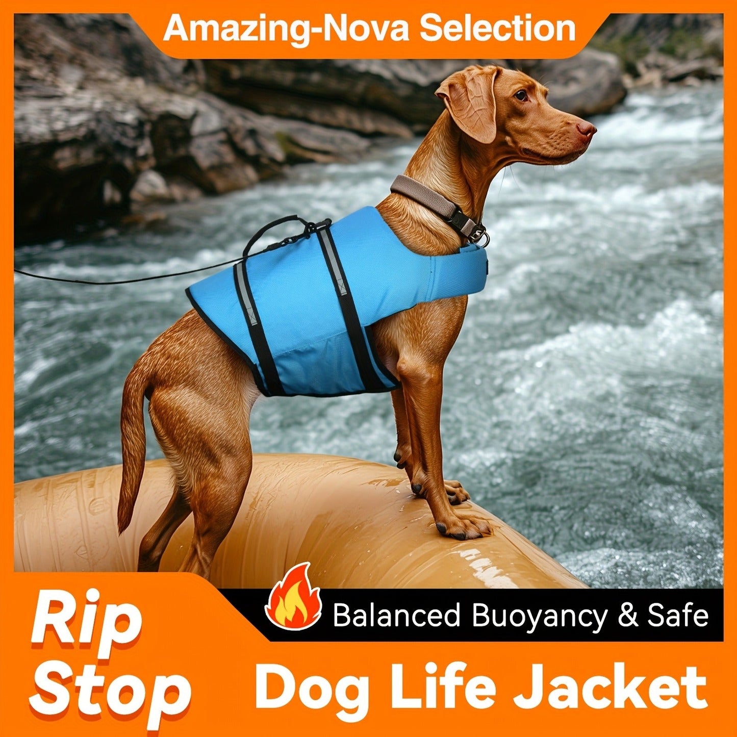 Dog Life Jacket Ripstop Swim Vest with Handle – Buoyancy Flotation Dog Life Vest for Swimming, Boating & Water Safety, Sizes XS to XL, 6 Bright Colors for Small Medium Large Dogs