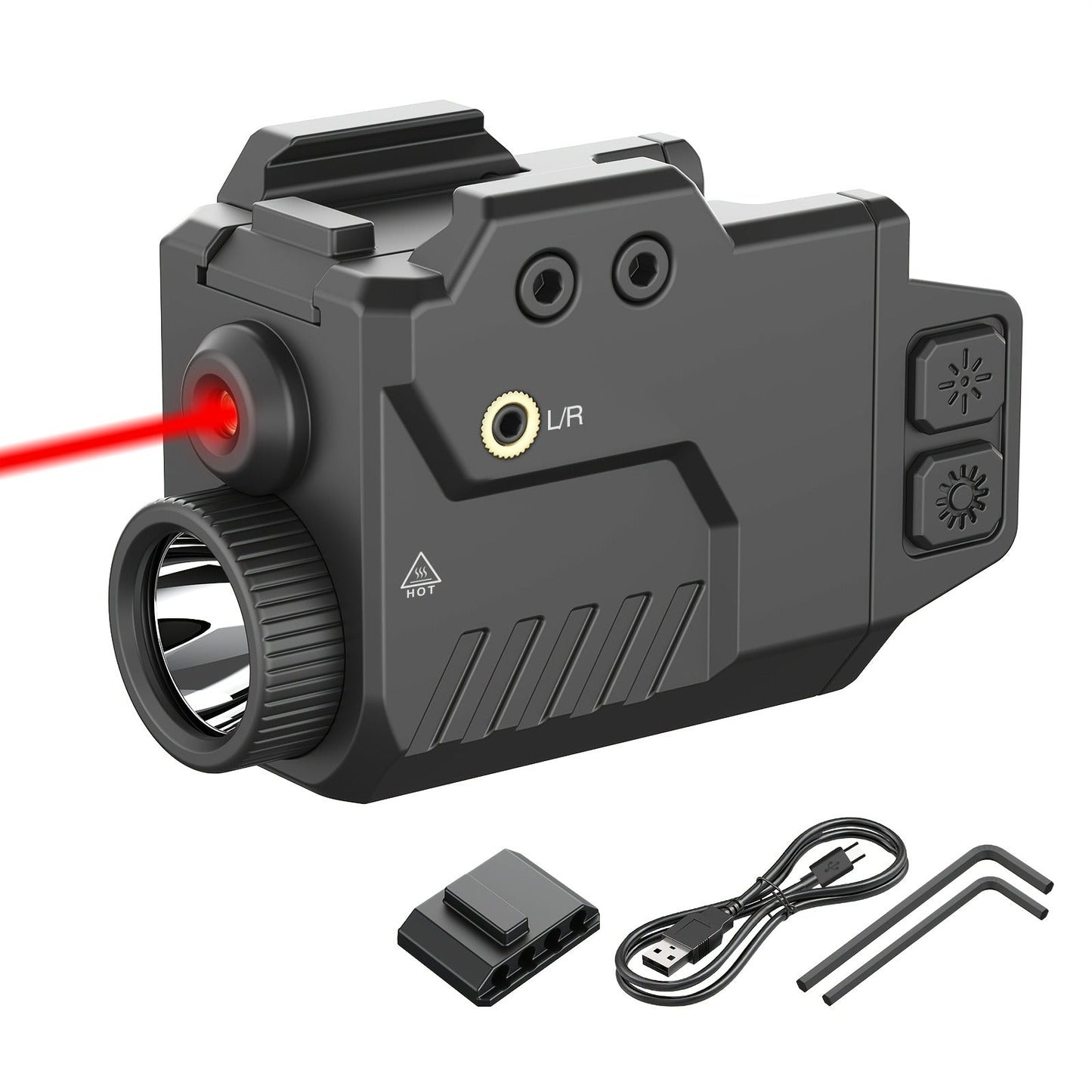 Tactical Flashlight with Laser Sight – 750 Lumen Pistol Light, Red/Green/Blue Laser, Strobe & Memory Mode, Slidable Picatinny Rail for Handguns & Rifles