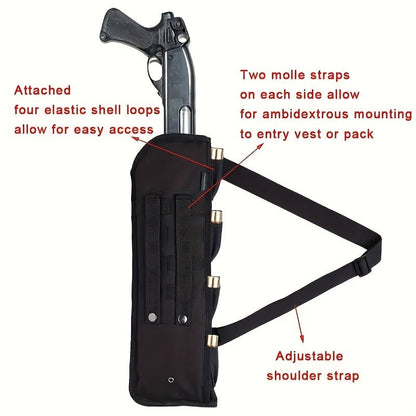 Tactical Shotgun Holster with MOLLE System – 19" 600D Oxford Cloth, Adjustable Strap & Shell Loops, Lightweight Hunting & Shooting Scabbard for Tactical Vests, Belts & Packs