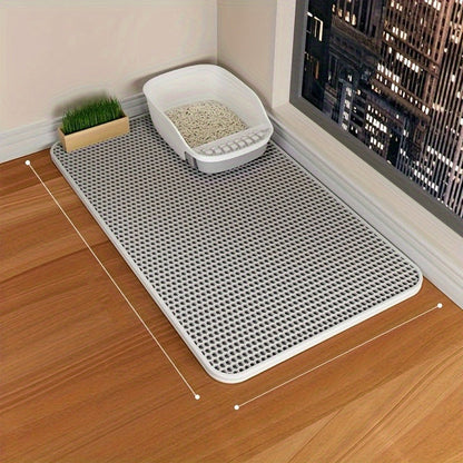 Cat Litter Mat Honeycomb Double Layer - Waterproof Urine-Proof Washable Litter Trapping Mat, Reduces Scatter & Easy to Clean, 2 Sizes & 3 Colors for Indoor Cats