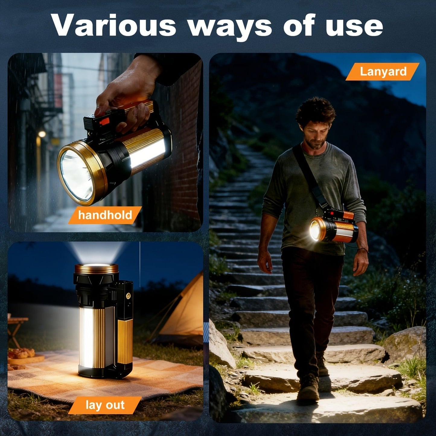 Zoomable LED Flashlight Rechargeable - 2000 Lumen High Power Torch, Adjustable Brightness, 2400mAh Battery, Super Bright Zoom Light for Camping, Fishing & Outdoor Activities