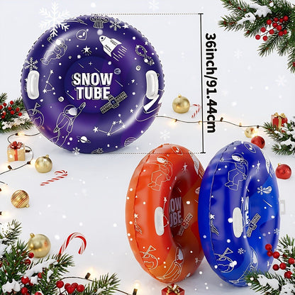 Snow Tubes for Adults 36 Inch 3-Pack – Extra-Large PVC Snow Sleds with 2 Dual Handles, Heavy-Duty Inflatable Snow Tubes for Hill Sledding, Ski Resort & Outdoor Winter Snow Sports