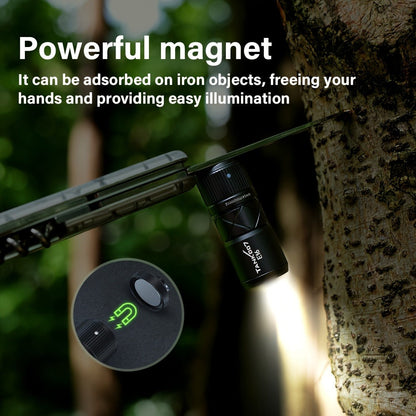 Magnetic EDC Flashlight Tank 007 E16 – Type-C Rechargeable Mini Zoomable LED Torch, Lithium Polymer Battery, Compact Aluminum Alloy Design for Outdoor & Indoor Use