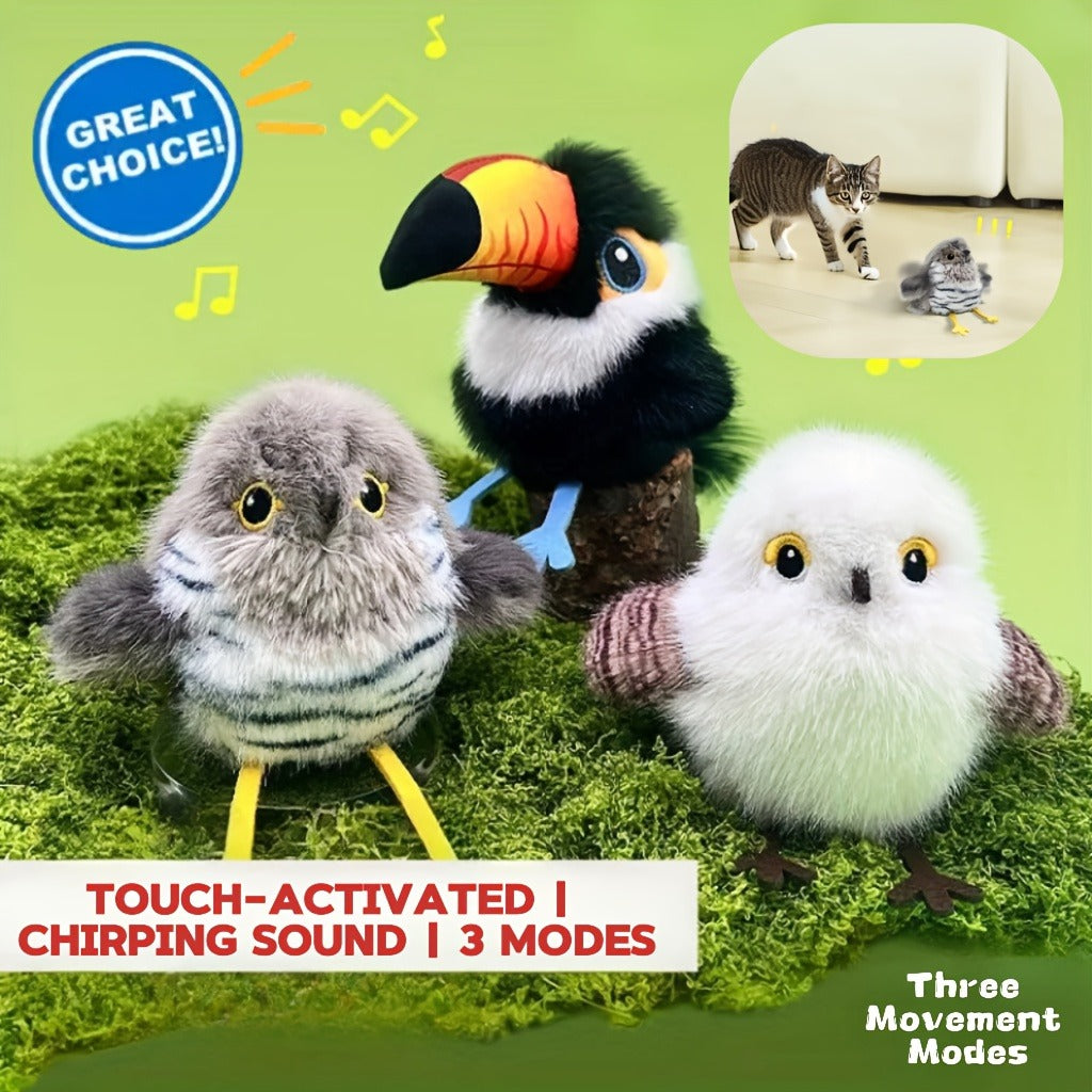 Flapping Bird Cat Toy with Realistic Chirping Sound - USB Rechargeable Interactive Plush Toy for Indoor Cats & Kittens, Smart Teaser for Exercise Enrichment & Boredom Relief