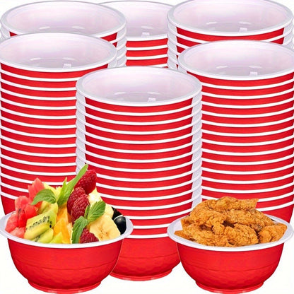 Plastic Bowls 120 Pack 13oz Disposable Serving Bowls with Football Print for Party Wedding Picnic BBQ Ice Cream Salad Snack Soup Red Yellow Green