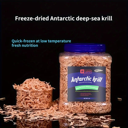 Freeze-Dried Krill Fish Food 85g / 3oz - Antarctic Shrimp Feed for Tropical Fish, Arowana, Turtles & Aquarium Fish, High Protein Freeze-Dried Antarctic Shrimp 1.15L