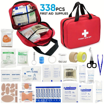 338 Piece First Aid Kit Waterproof Compact Trauma Kit Home Car Camping