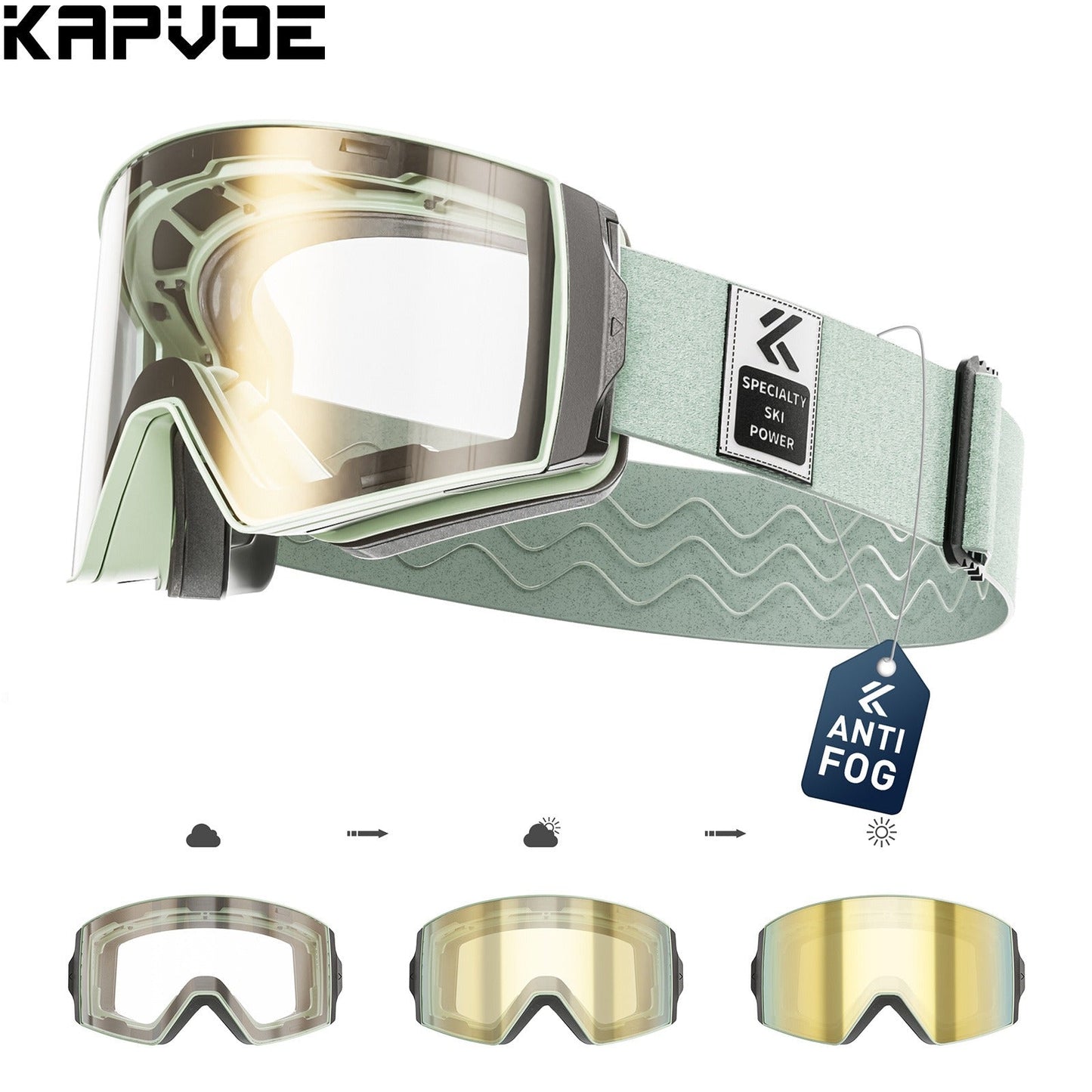 Magnetic Photochromic Ski Goggles OTG Helmet Compatible – 16-Point Magnetic Swap Lens, Triple-Layer Foam, Double Anti-Fog Dual-Layer PC 99.99% UV Protection for Men & Women, Includes Case & Bag