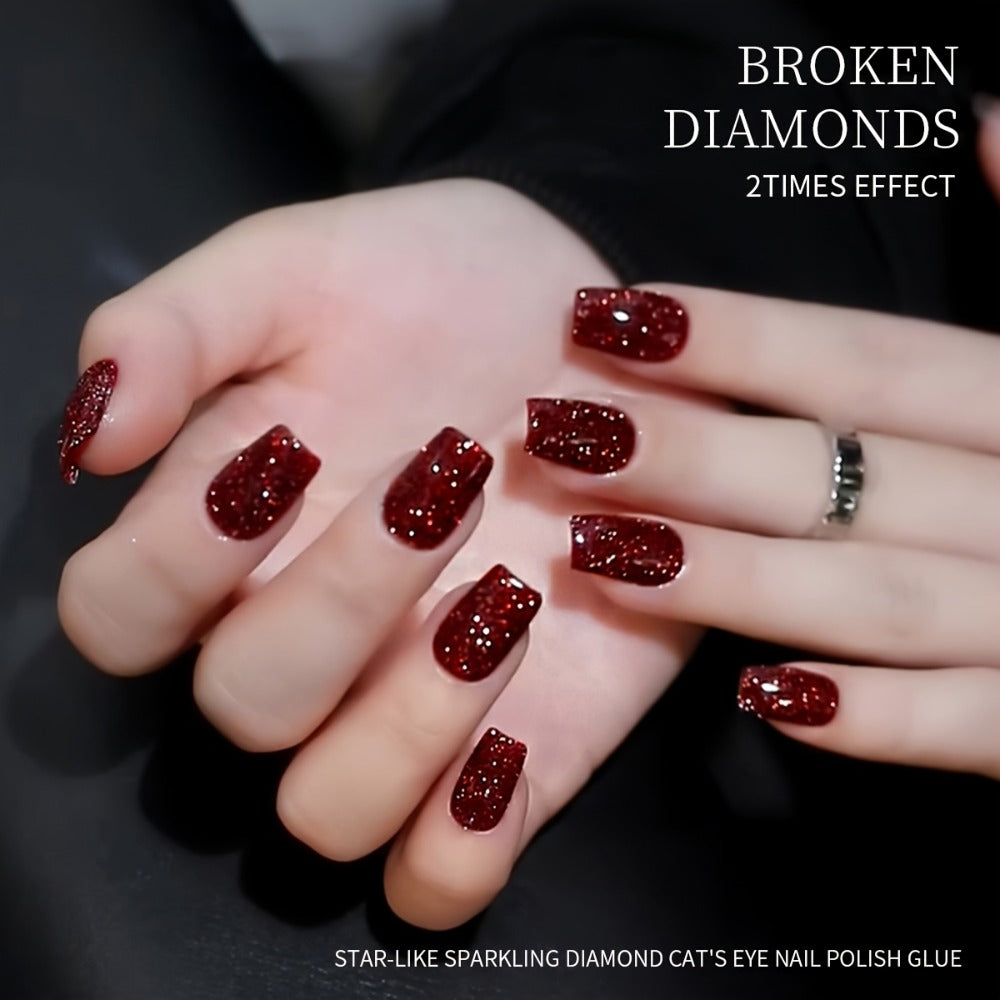 Glitter Gel Nail Polish Set 5 Colors Broken Stone Sparkling – Semi Permanent Soak Off UV LED Nail Gel 0.51oz Each, Long Lasting Multi-Dimensional Glitter Nail Art Polish for Salon & DIY Home Use