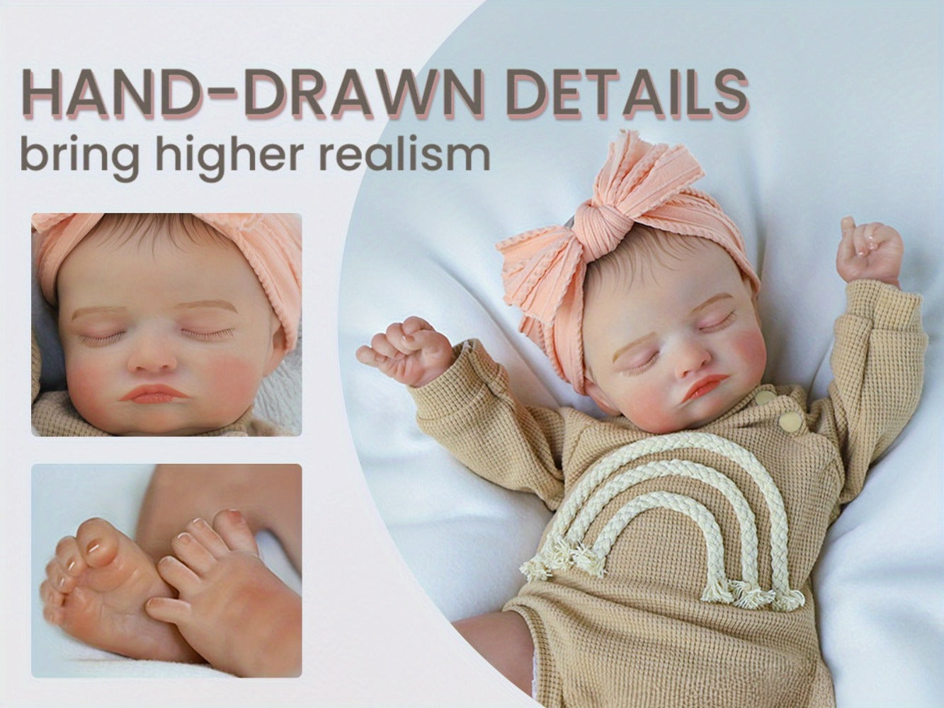 Reborn Baby Doll 20 Inch Lifelike Newborn Girl with Soft Body Feeding Set & Sleeping Pose – Realistic Silicone-Like Infant Toy Safe for Kids Ages 3+ Perfect Birthday Christmas Gift 50cm