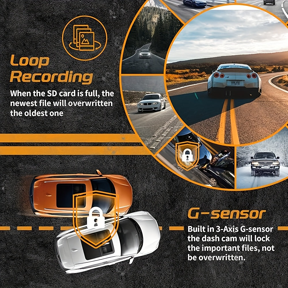 11.66" Rearview Mirror Dash Camera for Vehicles Featuring a Touch Screen, Wifi, GPS, And Multi-Functionality. It Includes a 360° Camera, 4K+1080P Recording for Front, Back, Left, And Right Views, a Night Vision G-Sensor, Loop Recording