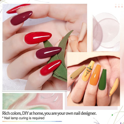 Gel Nail Polish Set 36Pcs – 32 Colors Kit with Base Coat Glossy Matte & Glitter Top Coat, Green Blue Red Pink Collection, UV LED Soak-Off Gel Polish Gift Set for Women