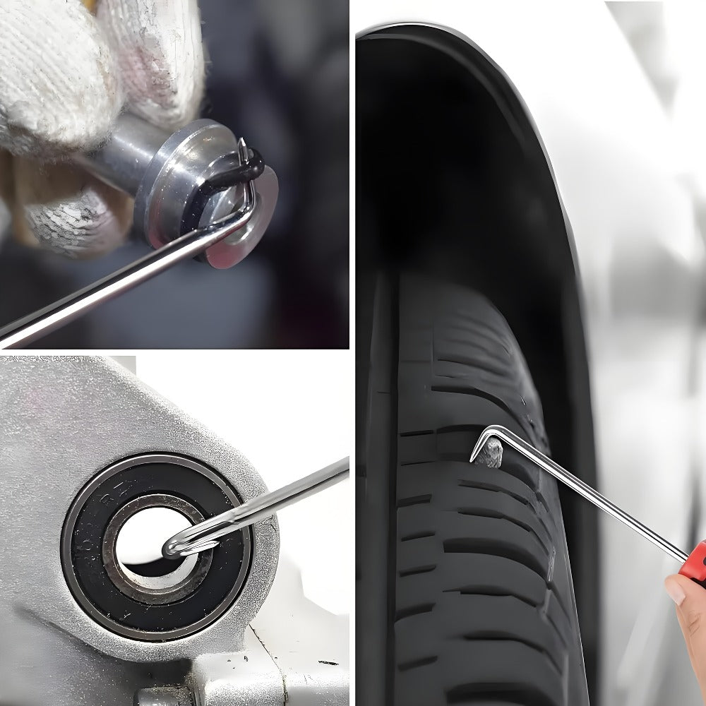 Pick and Hook Set 10/15 Piece - Precision Automotive Oil Seal O-Ring Gasket Removal Tool, Chrome Vanadium Steel, Ergonomic Non-Slip Grip, Multi-Angle Hooks for Car Repair & Electronics Maintenance