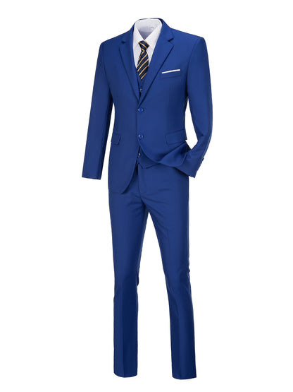 Men's Three-Piece Formal Suit - Slim Fit Solid Color