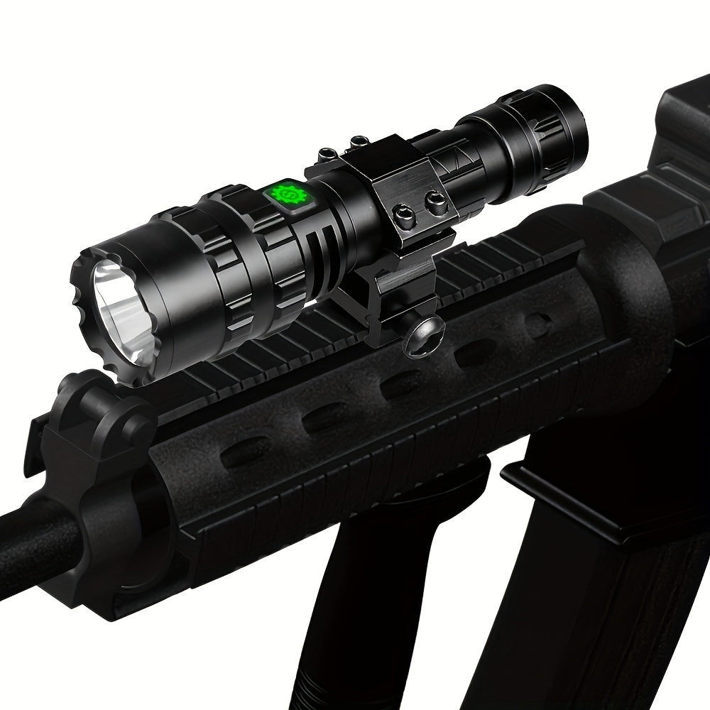 Picatinny Rail Flashlight 2 Pack - High Lumen Tactical Torch, 5 Modes, USB Rechargeable, 20mm Rail Mount, Wrist Strap & Remote Switch Included for Hunting, Shooting & Outdoor Use