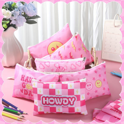 Bulk Cosmetic Bags 24-Pack Pink Howdy Western Zipper Makeup Pouches Party Favor Set for Women Girls Birthday Bachelorette Bridal Shower Travel Toiletry Organizer Gift