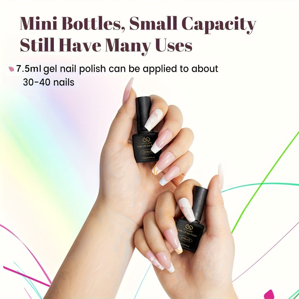 Gel Nail Polish Set 36Pcs – 32 Colors Kit with Base Coat Glossy Matte & Glitter Top Coat, Green Blue Red Pink Collection, UV LED Soak-Off Gel Polish Gift Set for Women
