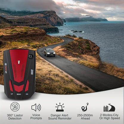 16-Band GPS Detector for Cars 360 Degree Anti-GPS Speed Camera LIDAR Detector Voice Alarm Real-Time Threat Alerts Enhanced Safety Features Secure Driving All Vehicles Universal