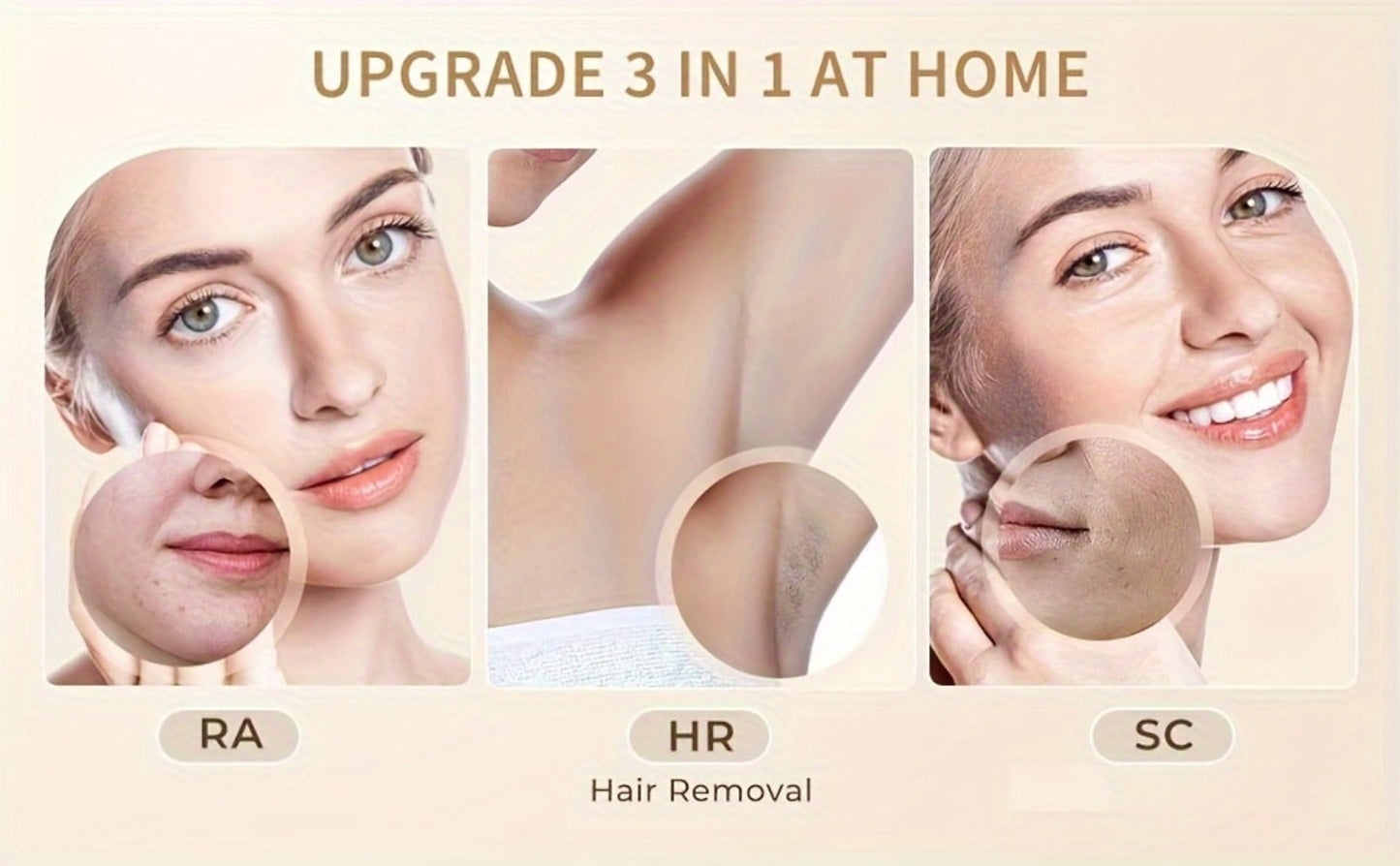 IPL Hair Removal Device for Women & Men, 999,000 Flashes Permanent Hair Remover with 3 Functions (HR/SC/RA), 9 Energy Levels, 2 Light Modes, Full Body Use – Face, Legs, Bikini, Underarms