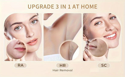 IPL Hair Removal Device for Women & Men, 999,000 Flashes Permanent Hair Remover with 3 Functions (HR/SC/RA), 9 Energy Levels, 2 Light Modes, Full Body Use – Face, Legs, Bikini, Underarms