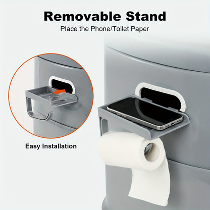 Portable Camping Toilet Extra Large for Adults – Indoor Outdoor Commode with Detachable Inner Bucket & Removable Paper Holder, Lightweight & Compact for Camping, Boat, Van & Emergency Use, Black & Gray