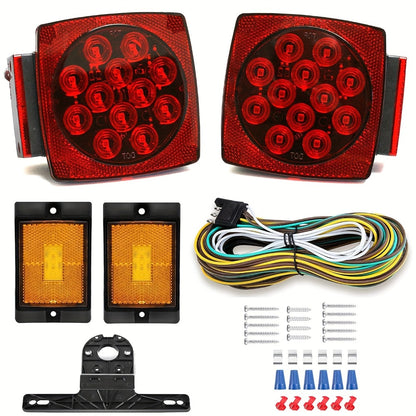 12V LED Trailer Tail Lights Kit - Stop, Turn Signal, Brake & License Plate Light for Trailers Under 80" - Boat, RV, Camper, Truck