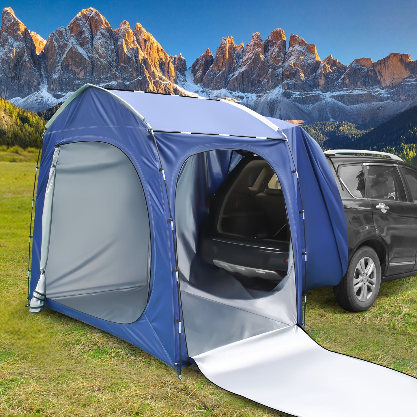 SUV Tent for Camping 5 Person Car Camping Tent Waterproof Tailgate Tent Easy Setup with Porch Awning for Outdoor Road Trip Family Camping Black Gray Navy Green