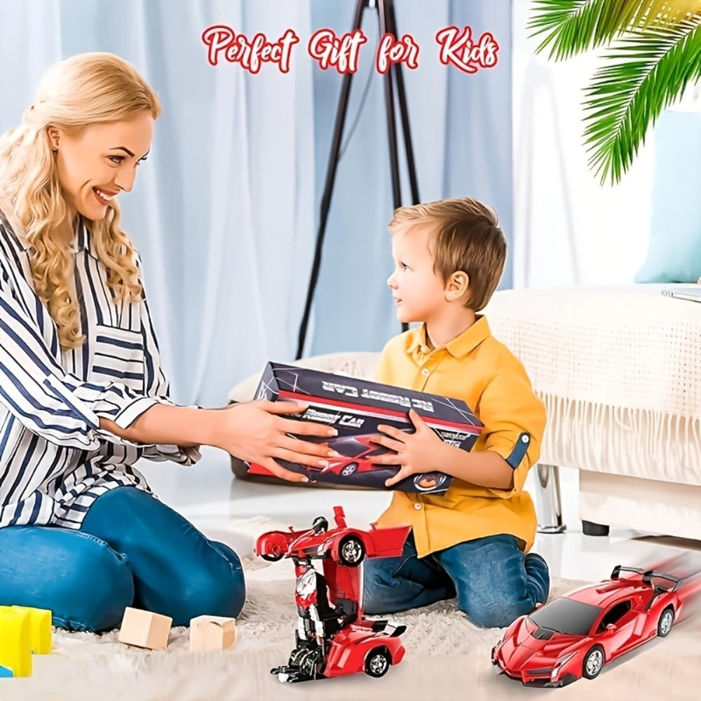 Transforming RC Robot Car for Kids 2.4GHz – One-Button Deformation Stunt Car 360 Drift LED Lights, Remote Control Toy Gift for Boys Ages 3 4 5 6 7 Birthday Easter Christmas (Red/Blue/Yellow)