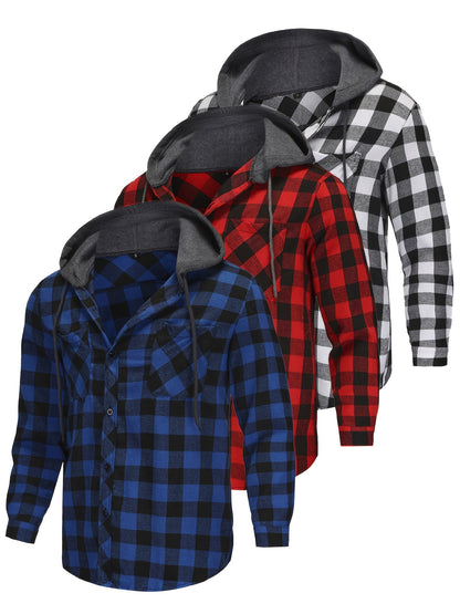 Men's Hoodie - Long Sleeve Button-Front