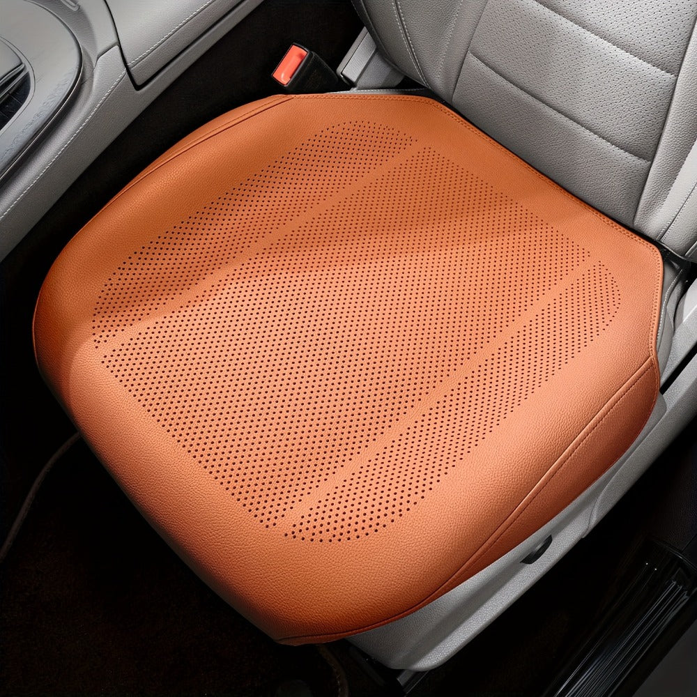 Nappa Leather Car Seat Cushion Full Surround – Non-Slip Breathable All-Season Seat Pad, Front & Rear Universal Fit for Cars SUVs, Luxury Interior Seat Cover